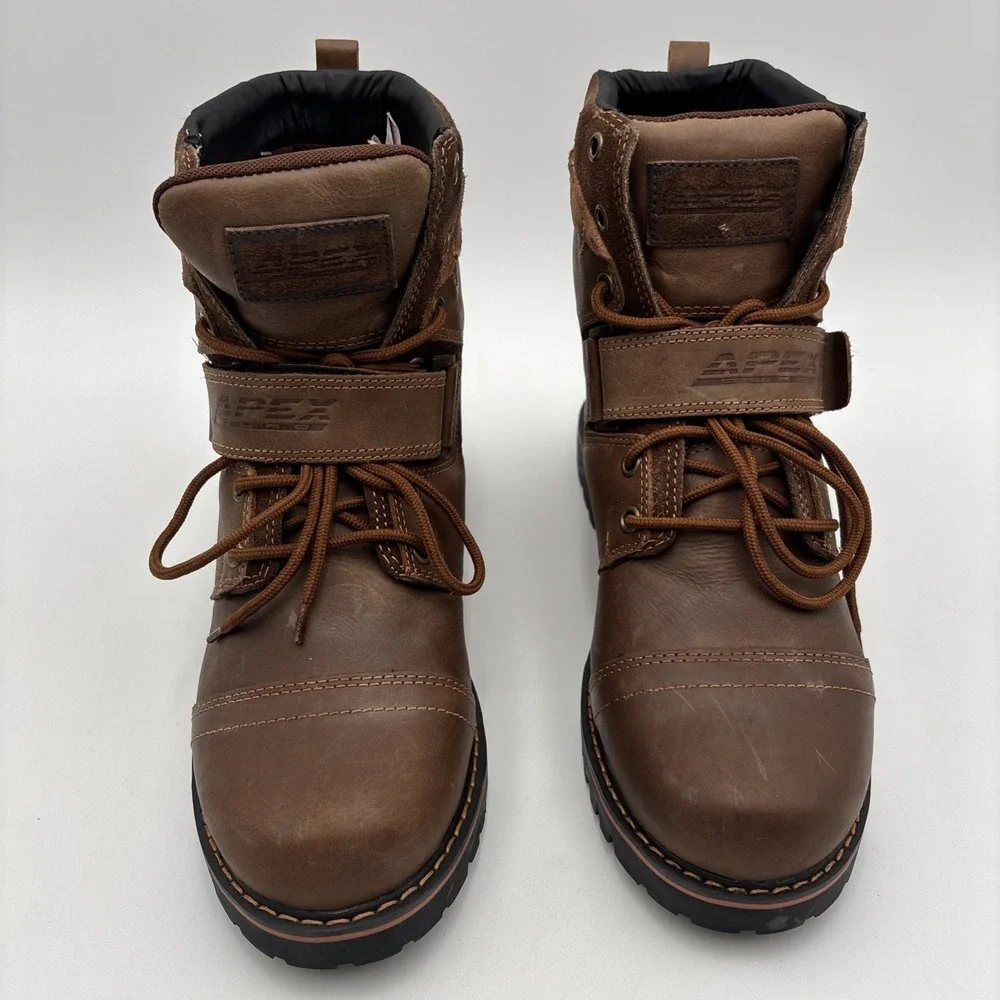 Apex Duro Mens Size 8 Motorcycle Boots Light Brown Patron Leather Biker 4045 NEW